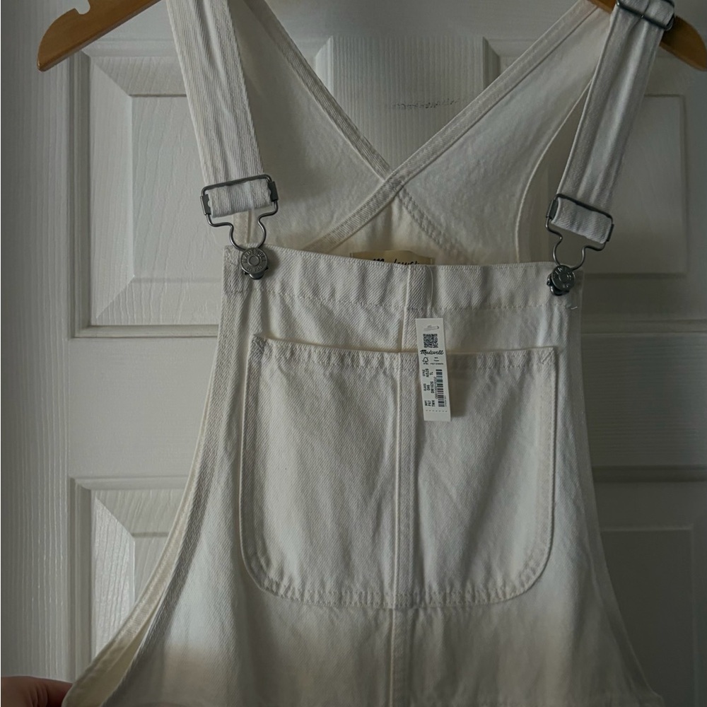 Madewell Straight Leg Denim Overalls - Tile White, Long length!
